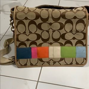 Authentic Coach multi stripe diaper bag